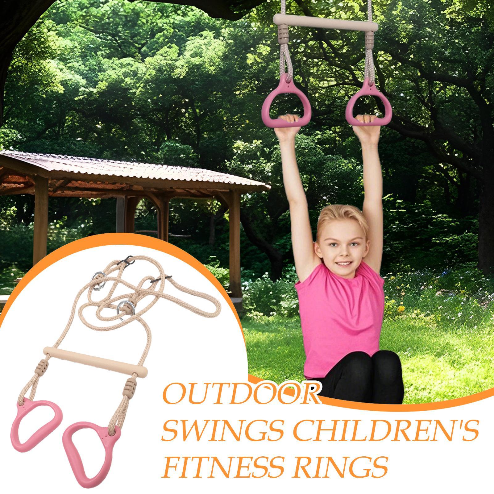 Kids Outdoor Swing - Trapeze Swing Gym Equipment Rings Bar