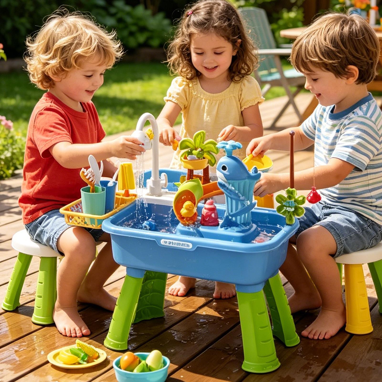 Toddler Water Table Kitchen Pl - Kids Outdoor Sensory Table ulasan dan harga