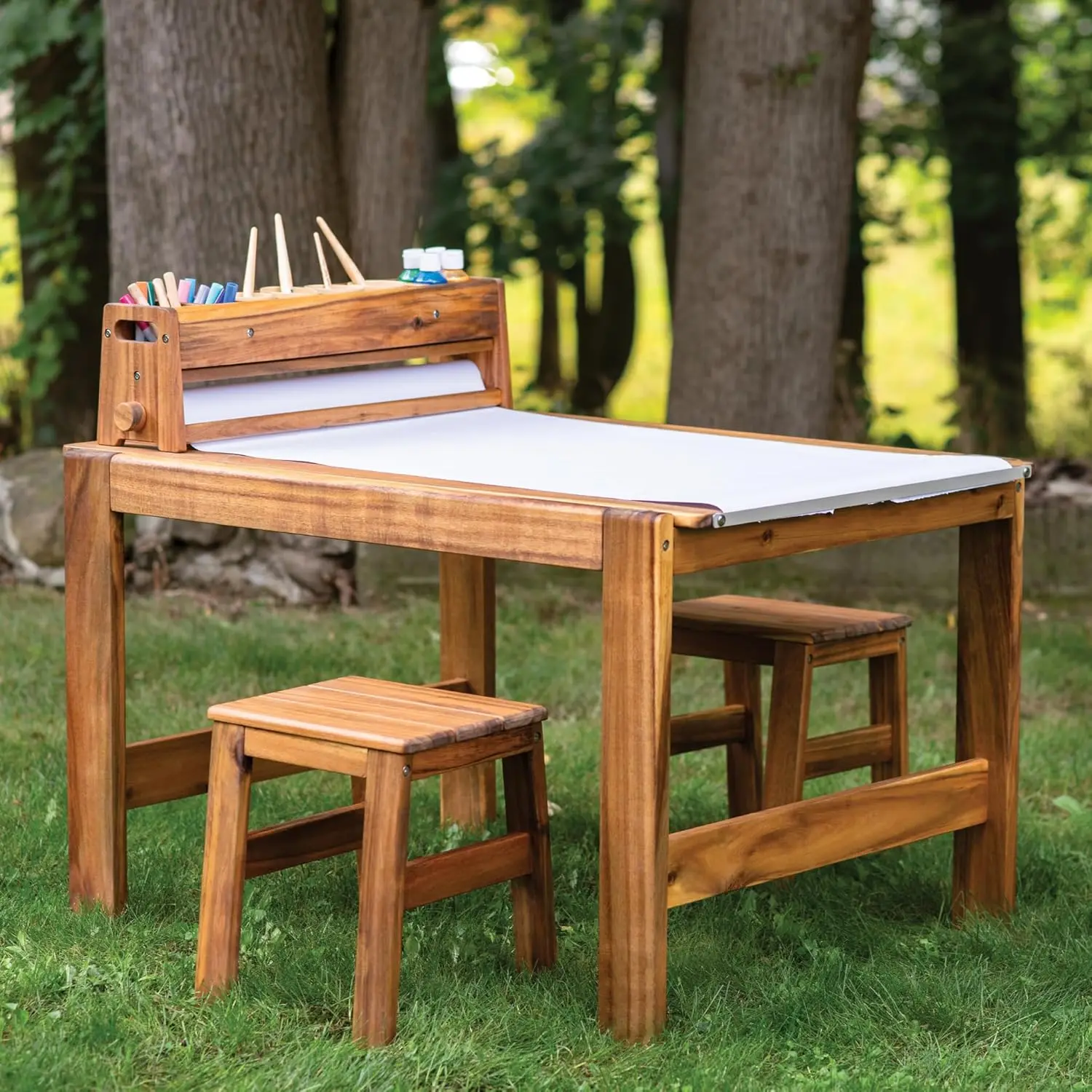 Acadia Outdoor Art Table and S - Kids Outdoor Wooden Table ulasan dan harga