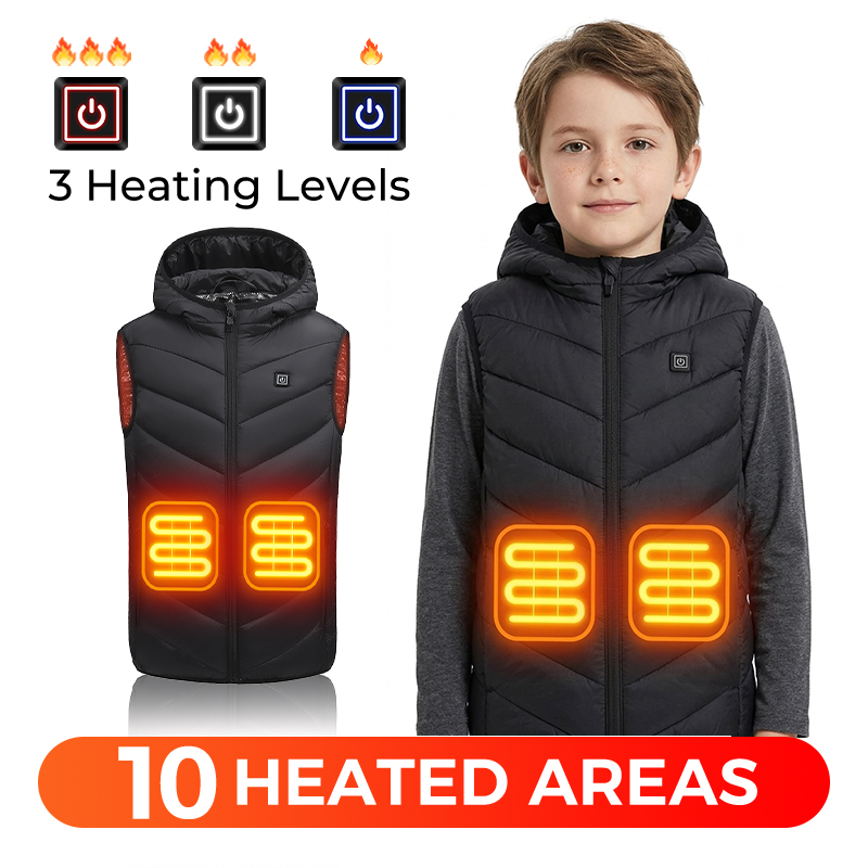 Kids Heated Vest 10 Zones Hood - Kids Outdoor Zone ulasan dan harga